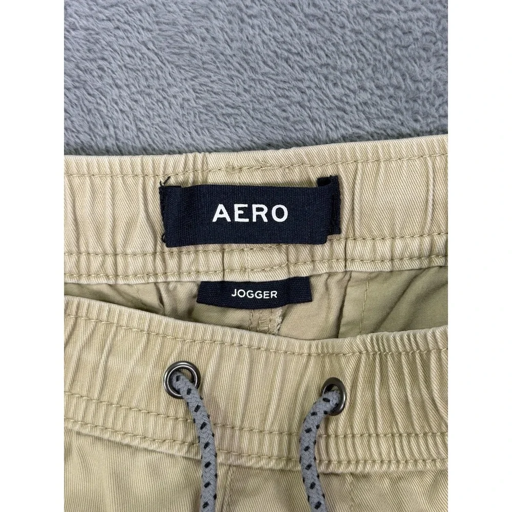 Aero‎ Joggers Mens XS Tan Khaki Pants Drawstring Pullon Elastic Waist Stretch